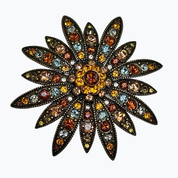 JOAN RIVERS LARGE AUTUMN COLORS SUNBURST BROOCH